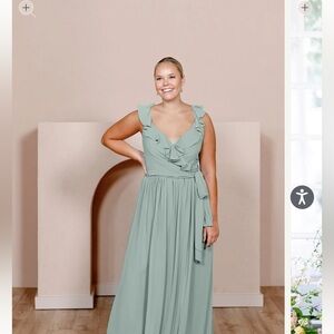 Revelry Valerie Chiffon Dress size 2 petite Sage Green